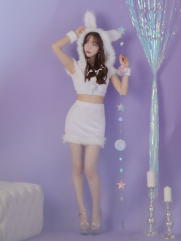 画像12: 【即日発送！】【XS-XLサイズ/3カラー】ベロアフードバニーセットアップサンタコスプレ[YMT]