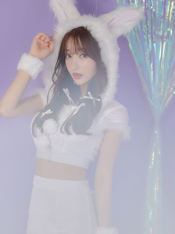 画像3: 【即日発送！】【XS-XLサイズ/3カラー】ベロアフードバニーセットアップサンタコスプレ[OF04]