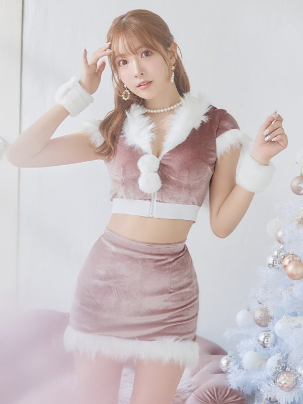 画像22: 【即日発送！】【XS-XLサイズ/3カラー】ベロアフードバニーセットアップサンタコスプレ[YMT]