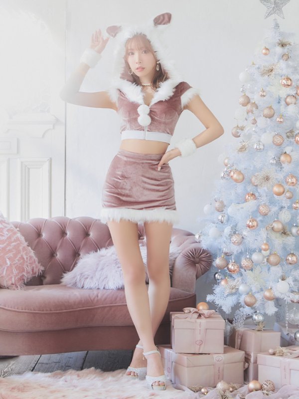 画像23: 【即日発送！】【XS-XLサイズ/3カラー】ベロアフードバニーセットアップサンタコスプレ[YMT]