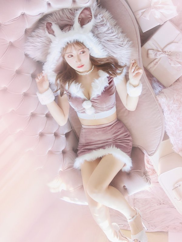 画像24: 【即日発送！】【XS-XLサイズ/3カラー】ベロアフードバニーセットアップサンタコスプレ[YMT]