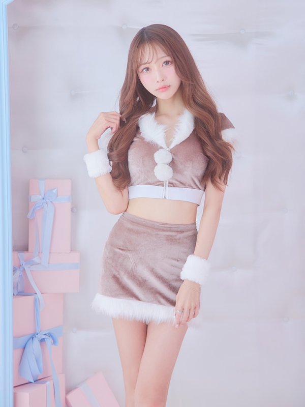 画像4: 【即日発送！】【XS-XLサイズ/3カラー】ベロアフードバニーセットアップサンタコスプレ[OF04]