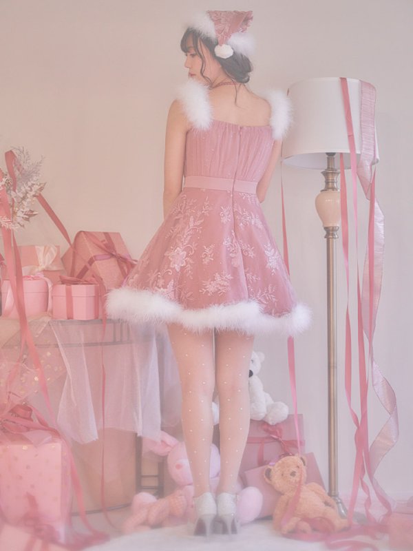 画像3: SALE!ファーショルダー/ スパンコールチュール/ 刺繍レースフレアサンタ【sugar nine サンタコス 4点セット】【S-XLサイズ/2カラー】[YMT]