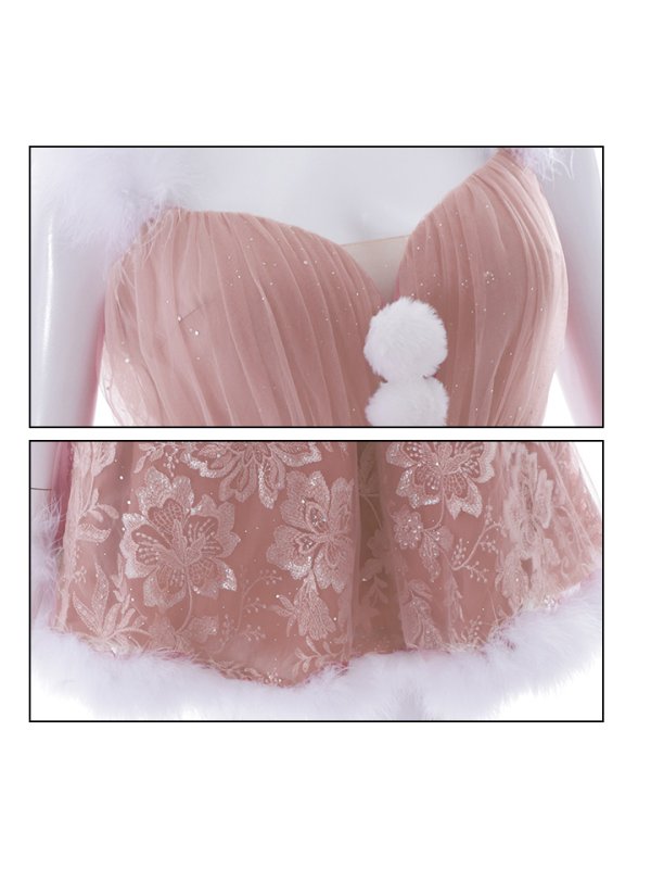 画像5: SALE!ファーショルダー/ スパンコールチュール/ 刺繍レースフレアサンタ【sugar nine サンタコス 4点セット】【S-XLサイズ/2カラー】[YMT]