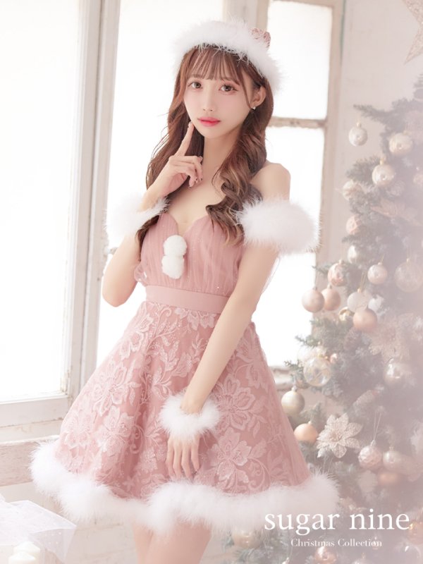画像3: SALE!ファーショルダー/ スパンコールチュール/ 刺繍レースフレアサンタ【sugar nine サンタコス 4点セット】【S-XLサイズ/2カラー】[YMT]