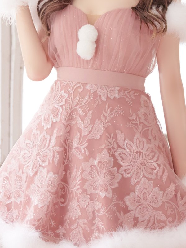 画像4: SALE!ファーショルダー/ スパンコールチュール/ 刺繍レースフレアサンタ【sugar nine サンタコス 4点セット】【S-XLサイズ/2カラー】[YMT]