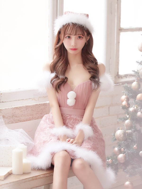 画像9: SALE!ファーショルダー/ スパンコールチュール/ 刺繍レースフレアサンタ【sugar nine サンタコス 4点セット】【S-XLサイズ/2カラー】[YMT]