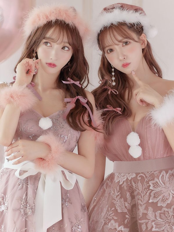 画像11: 【サンタセール！】ファーショルダー/ スパンコール刺繍フレアサンタ【sugar nine サンタコス 5点セット】【S-XLサイズ/2カラー】[YMT]