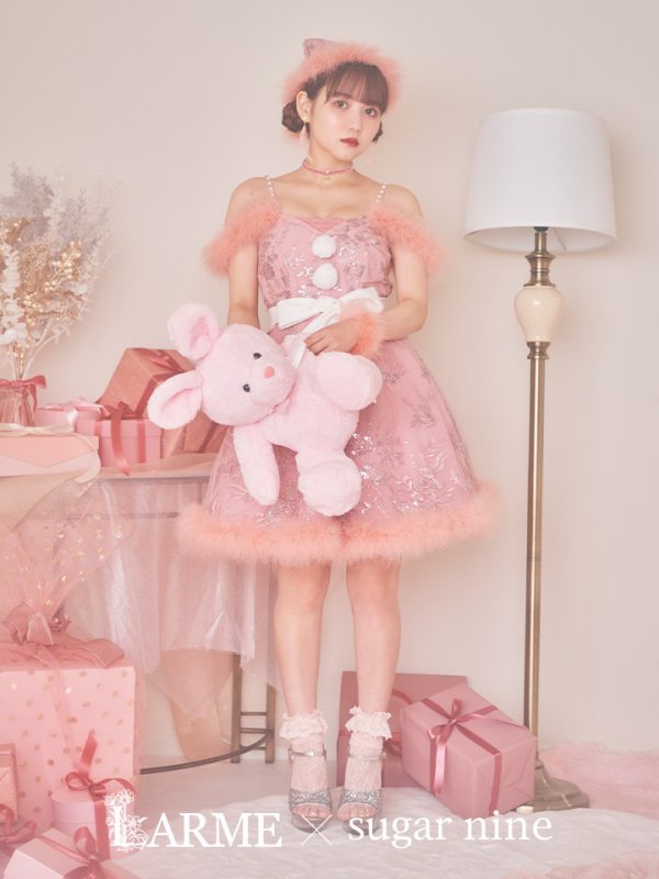 画像3: 【サンタセール！】ファーショルダー/ スパンコール刺繍フレアサンタ【sugar nine サンタコス 5点セット】【S-XLサイズ/2カラー】[YMT]