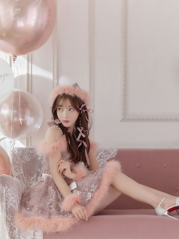 画像9: 【サンタセール！】ファーショルダー/ スパンコール刺繍フレアサンタ【sugar nine サンタコス 5点セット】【S-XLサイズ/2カラー】[YMT]