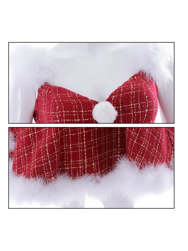 画像9: 即日発送!ファーショルダー/ マーメイド/ ツイードチェックサンタ【S-XLサイズ】[YMT]