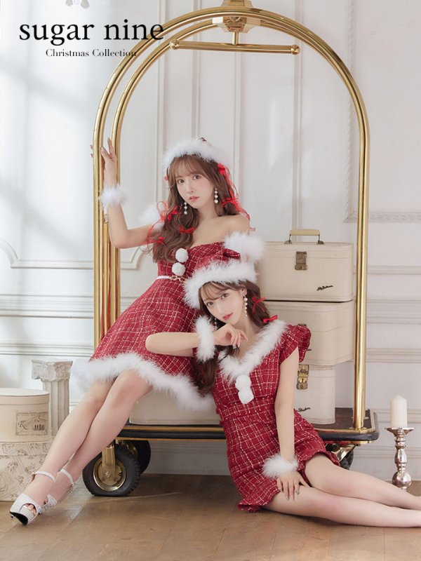 画像3: 即日発送!ファーショルダー/ マーメイド/ ツイードチェックサンタ【S-XLサイズ】[YMT]