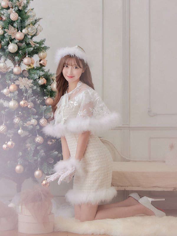 画像17: 花柄刺繍スパンコールシースルーファーポンチョ【sugar nine サンタコス】【3カラー】[YMT]