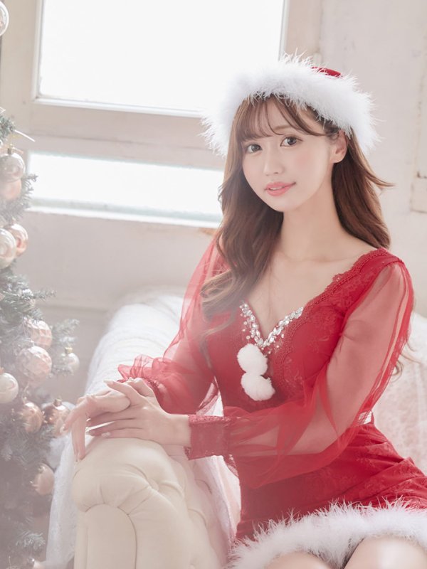 画像9: 【サンタセール！】総レースチュールロングスリーブサンタ【sugar nine サンタコス 3点セット】【S-Lサイズ/1カラー】[OF04]