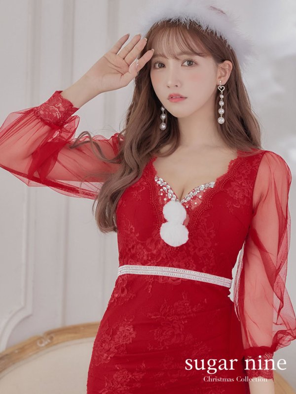 画像20: 【サンタセール！】総レースチュールロングスリーブサンタ【sugar nine サンタコス 3点セット】【S-Lサイズ/1カラー】[YMT]