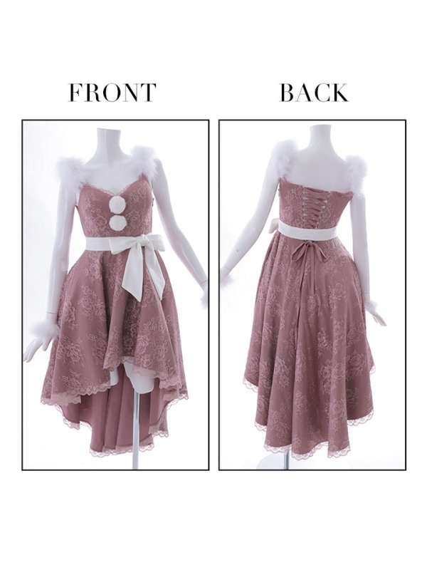 画像11: 【ノベルティ対象】即日発送!総レース/ ファーショルダー/ ショートインロングフレアサンタ【sugar nine サンタコス 5点セット】【S-Lサイズ/2カラー】[YMT]