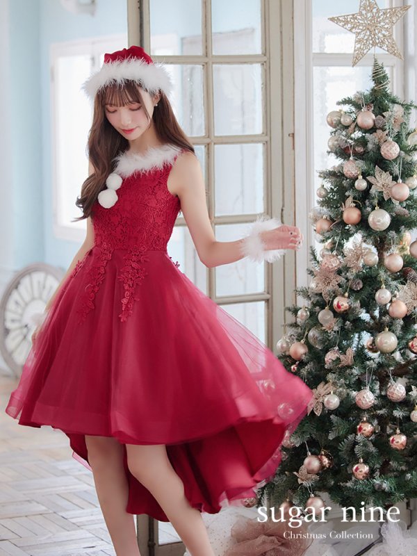 画像3: 【サンタセール！】ケミカルレースチュールドレスワンピースフレアサンタ【sugar nine サンタコス 4点セット】【S-Lサイズ/1カラー】[YMT]