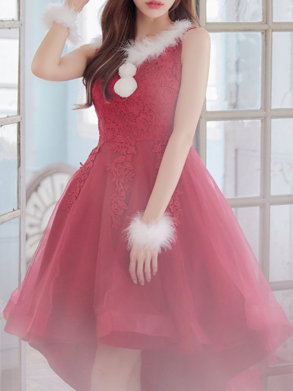 画像4: 【サンタセール！】ケミカルレースチュールドレスワンピースフレアサンタ【sugar nine サンタコス 4点セット】【S-Lサイズ/1カラー】[YMT]