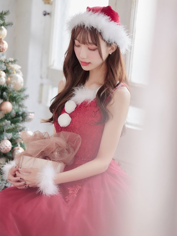 画像9: 【サンタセール！】ケミカルレースチュールドレスワンピースフレアサンタ【sugar nine サンタコス 4点セット】【S-Lサイズ/1カラー】[YMT]