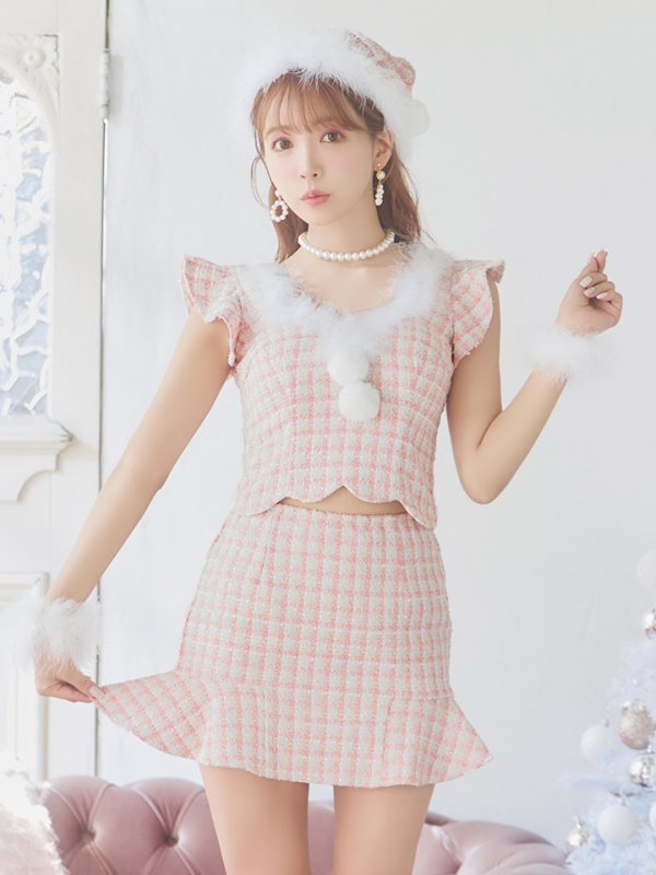 画像4: 【ノベルティ対象】【即日発送】ツイード/ セットアップ/ マーメイドフレアミニドレスサンタ【sugar nine サンタコス 5点セット】【XS-Mサイズ/4カラー】[YMT]