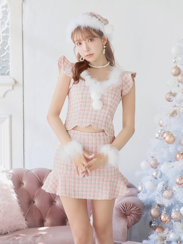 画像23: 【ノベルティ対象】【即日発送】ツイード/ セットアップ/ マーメイドフレアミニドレスサンタ【サンタコス 5点セット】【XS-Mサイズ/4カラー】[[YMT]