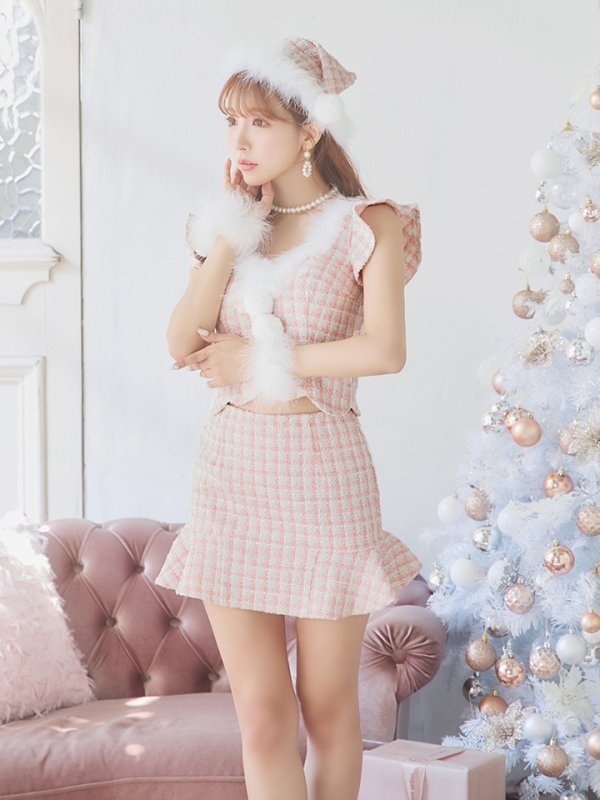 画像24: 【ノベルティ対象】【即日発送】ツイード/ セットアップ/ マーメイドフレアミニドレスサンタ【サンタコス 5点セット】【XS-Mサイズ/4カラー】[[YMT]