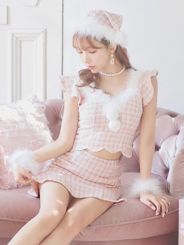 画像9: 【ノベルティ対象】【即日発送】ツイード/ セットアップ/ マーメイドフレアミニドレスサンタ【sugar nine サンタコス 5点セット】【XS-Mサイズ/4カラー】[YMT]