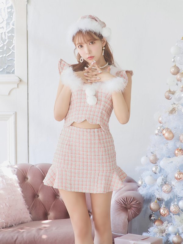 画像13: 【ノベルティ対象】【即日発送】ツイード/ セットアップ/ マーメイドフレアミニドレスサンタ【sugar nine サンタコス 5点セット】【XS-Mサイズ/4カラー】[YMT]