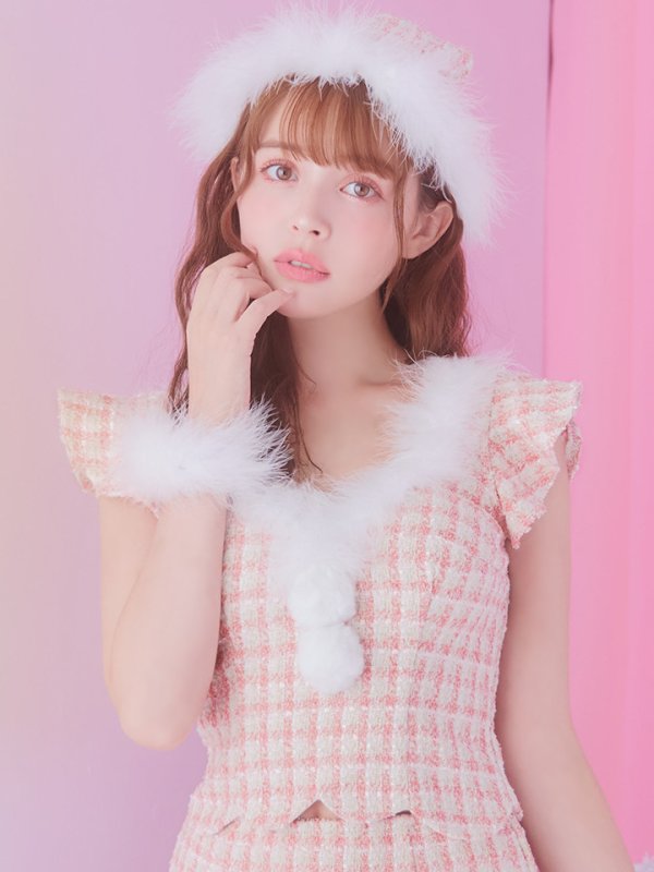 画像6: 【ノベルティ対象】【即日発送】ツイード/ セットアップ/ マーメイドフレアミニドレスサンタ【sugar nine サンタコス 5点セット】【XS-Mサイズ/4カラー】[YMT]