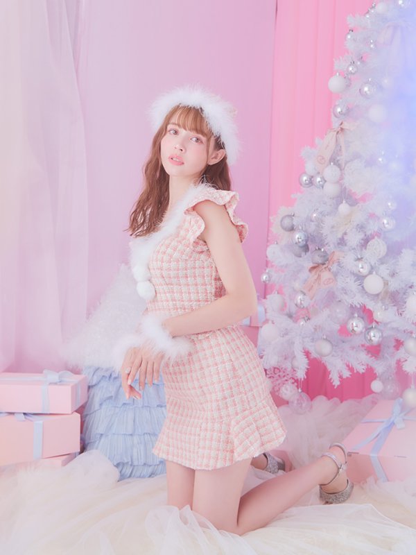 画像9: 【ノベルティ対象】【即日発送】ツイード/ セットアップ/ マーメイドフレアミニドレスサンタ【sugar nine サンタコス 5点セット】【XS-Mサイズ/4カラー】[YMT]