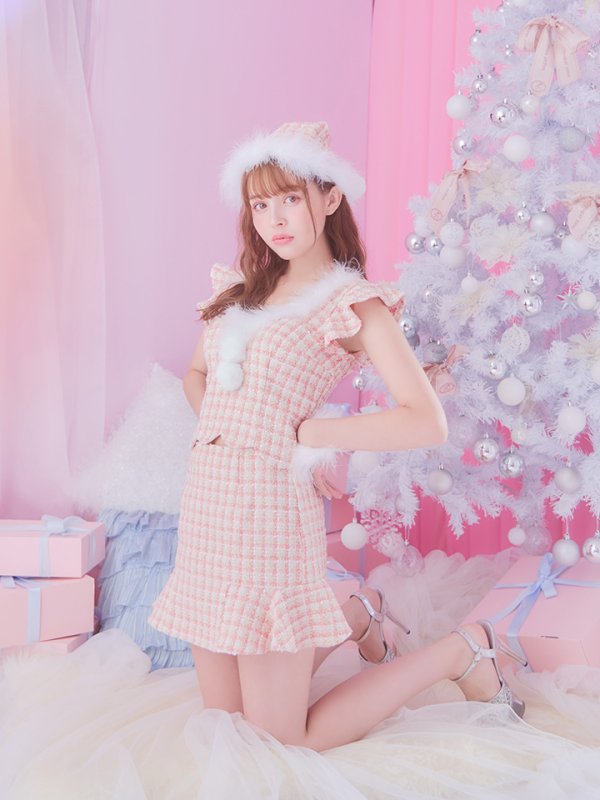 画像10: 【ノベルティ対象】【即日発送】ツイード/ セットアップ/ マーメイドフレアミニドレスサンタ【sugar nine サンタコス 5点セット】【XS-Mサイズ/4カラー】[YMT]