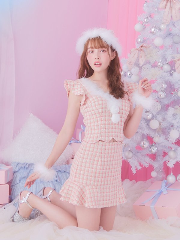 画像13: 【ノベルティ対象】【即日発送】ツイード/ セットアップ/ マーメイドフレアミニドレスサンタ【sugar nine サンタコス 5点セット】【XS-Mサイズ/4カラー】[YMT]