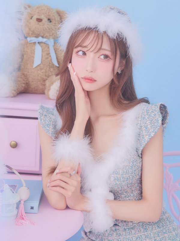 画像7: 【ノベルティ対象】【即日発送】ツイード/ セットアップ/ マーメイドフレアミニドレスサンタ【サンタコス 5点セット】【XS-Mサイズ/4カラー】[YMT]