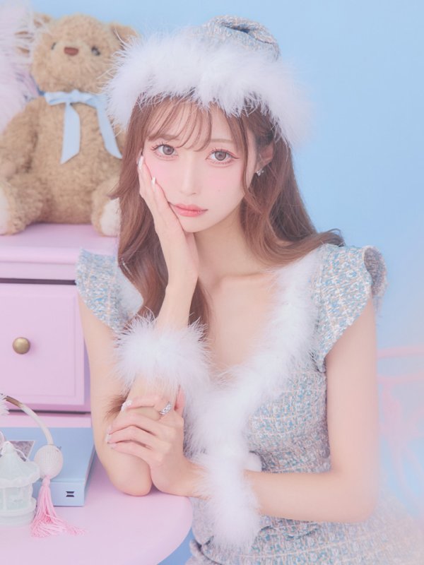 画像10: 【ノベルティ対象】【即日発送】ツイード/ セットアップ/ マーメイドフレアミニドレスサンタ【サンタコス 5点セット】【XS-Mサイズ/4カラー】[YMT]