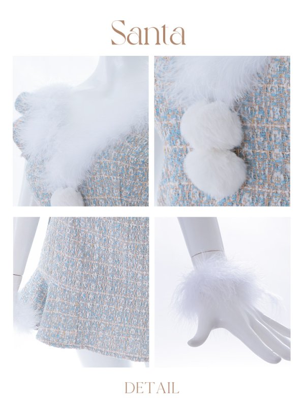 画像36: 【ノベルティ対象】【即日発送】ツイード/ セットアップ/ マーメイドフレアミニドレスサンタ【サンタコス 5点セット】【XS-Mサイズ/4カラー】[YMT]