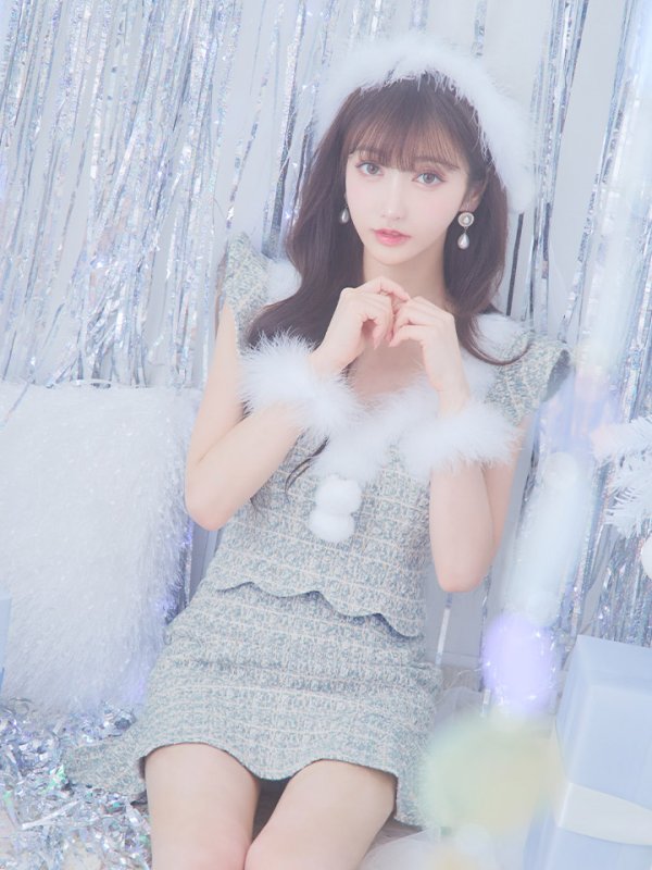 画像9: 【ノベルティ対象】【即日発送】ツイード/ セットアップ/ マーメイドフレアミニドレスサンタ【サンタコス 5点セット】【XS-Mサイズ/4カラー】[[YMT]