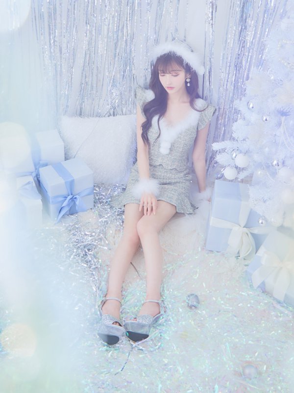 画像10: 【ノベルティ対象】【即日発送】ツイード/ セットアップ/ マーメイドフレアミニドレスサンタ【サンタコス 5点セット】【XS-Mサイズ/4カラー】[[YMT]