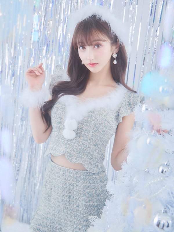 画像11: 【ノベルティ対象】【即日発送】ツイード/ セットアップ/ マーメイドフレアミニドレスサンタ【サンタコス 5点セット】【XS-Mサイズ/4カラー】[[YMT]