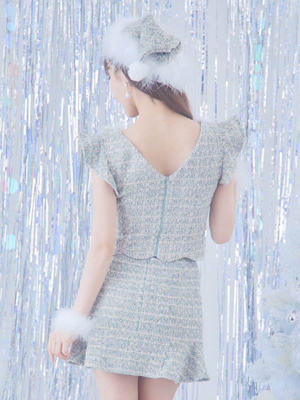 画像17: 【ノベルティ対象】【即日発送】ツイード/ セットアップ/ マーメイドフレアミニドレスサンタ【サンタコス 5点セット】【XS-Mサイズ/4カラー】[[YMT]