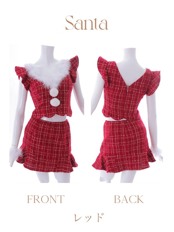 画像39: 【即日発送】【サンタコス4点セット】【S-Lサイズ/1カラー】フレアツイードサンタ[OF04]