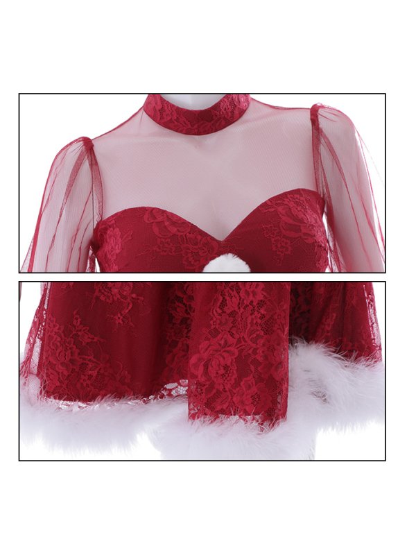 画像11: 【即日発送！】総レースチュールロングスリーブハイネックサンタ【sugar nine サンタコス 4点セット】【XS-XLサイズ/1カラー】[YMT]