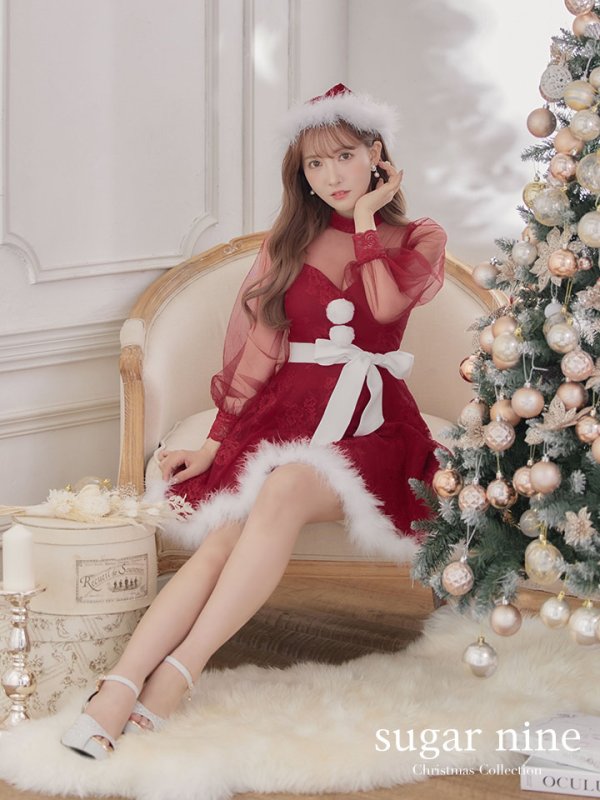 画像3: 【即日発送！】総レースチュールロングスリーブハイネックサンタ【sugar nine サンタコス 4点セット】【XS-XLサイズ/1カラー】[YMT]