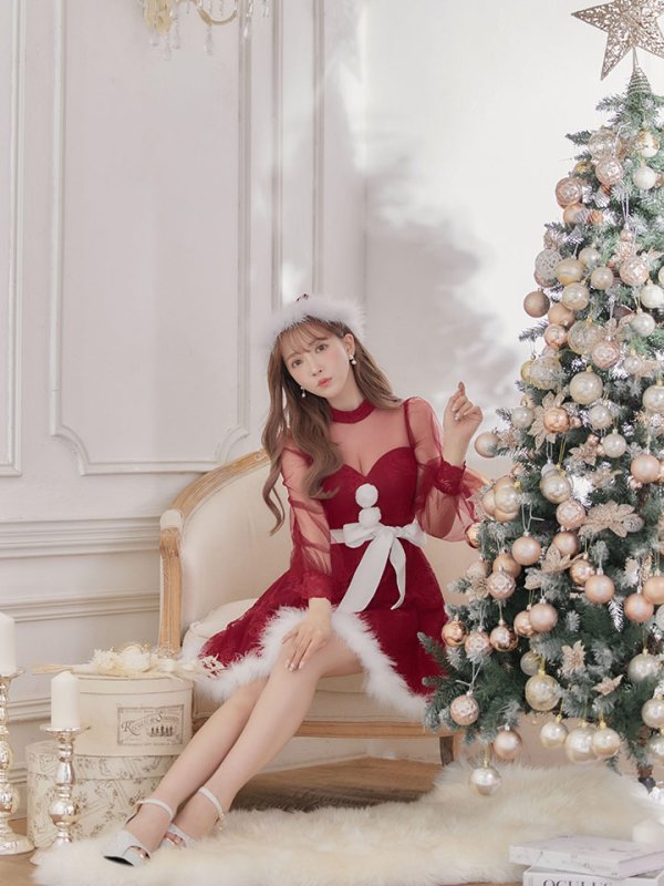 画像7: 【即日発送！】総レースチュールロングスリーブハイネックサンタ【sugar nine サンタコス 4点セット】【XS-XLサイズ/1カラー】[YMT]