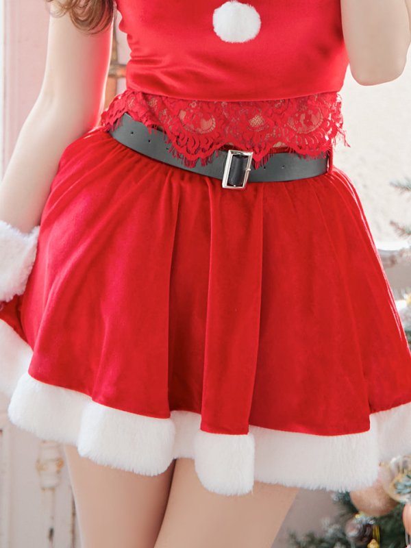 画像7: 【サンタセール！】【サンタコス 6点セット】【XS-Mサイズ/1カラー】バックリボンセットアップミニ丈フレアサンタ[YMT]