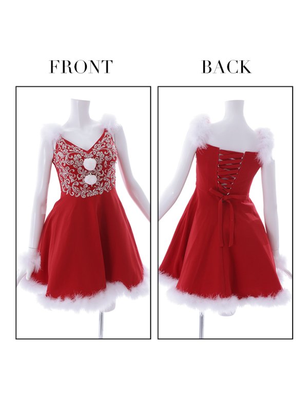 画像10: 【サンタセール！】高級ライン☆ゴージャスビジュー刺繍フレアサンタ【sugar nine サンタコス 4点セット】【S-Mサイズ/1カラー】[YMT]