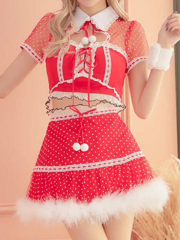 画像4: 【サンタセール！】ドットチュール/ バニー/ セットアップサンタ（SS088YN-Socks）【sugar nine サンタコス 5点セット】【XS-Lサイズ/1カラー】[YMT]