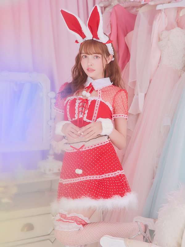 画像4: 【サンタセール！】ドットチュール/ バニー/ セットアップサンタ（SS088YN-Socks）【sugar nine サンタコス 5点セット】【XS-Lサイズ/1カラー】[YMT]