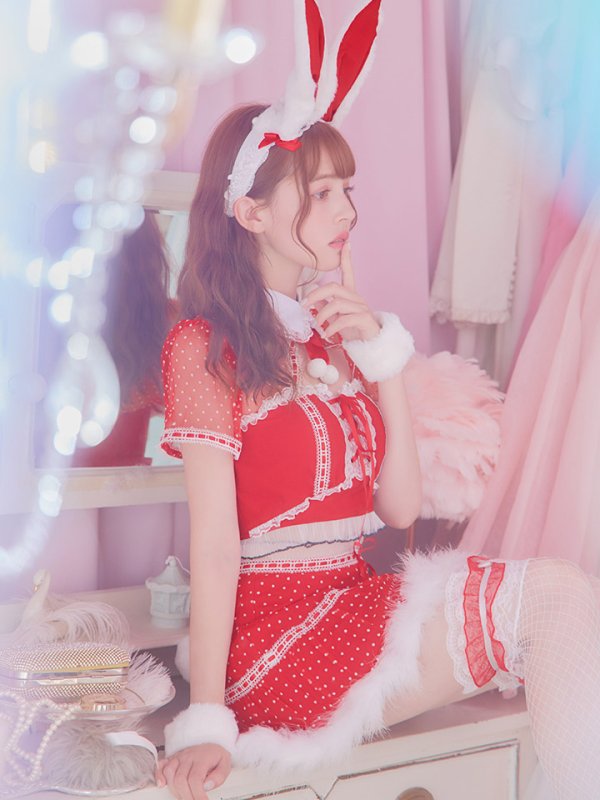 画像6: 【サンタセール！】ドットチュール/ バニー/ セットアップサンタ（SS088YN-Socks）【sugar nine サンタコス 5点セット】【XS-Lサイズ/1カラー】[YMT]