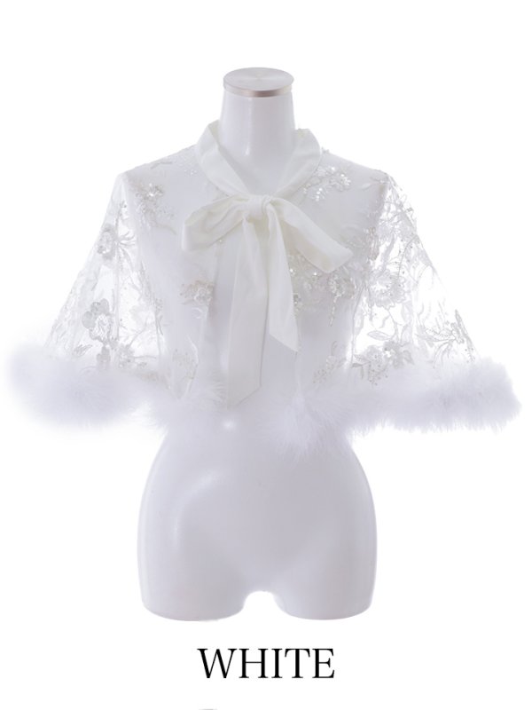 画像10: 花柄刺繍スパンコールシースルーファーポンチョ【sugar nine サンタコス】【3カラー】[YMT]