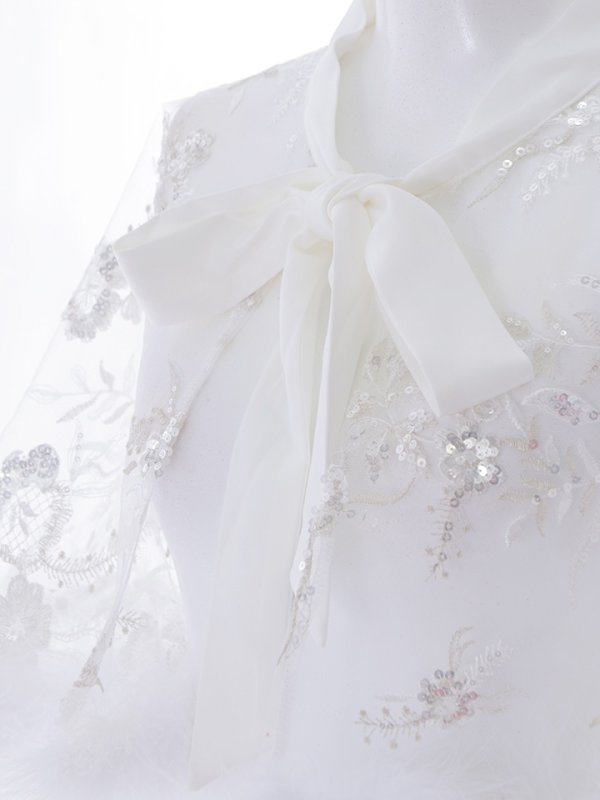 画像12: 花柄刺繍スパンコールシースルーファーポンチョ【sugar nine サンタコス】【3カラー】[YMT]